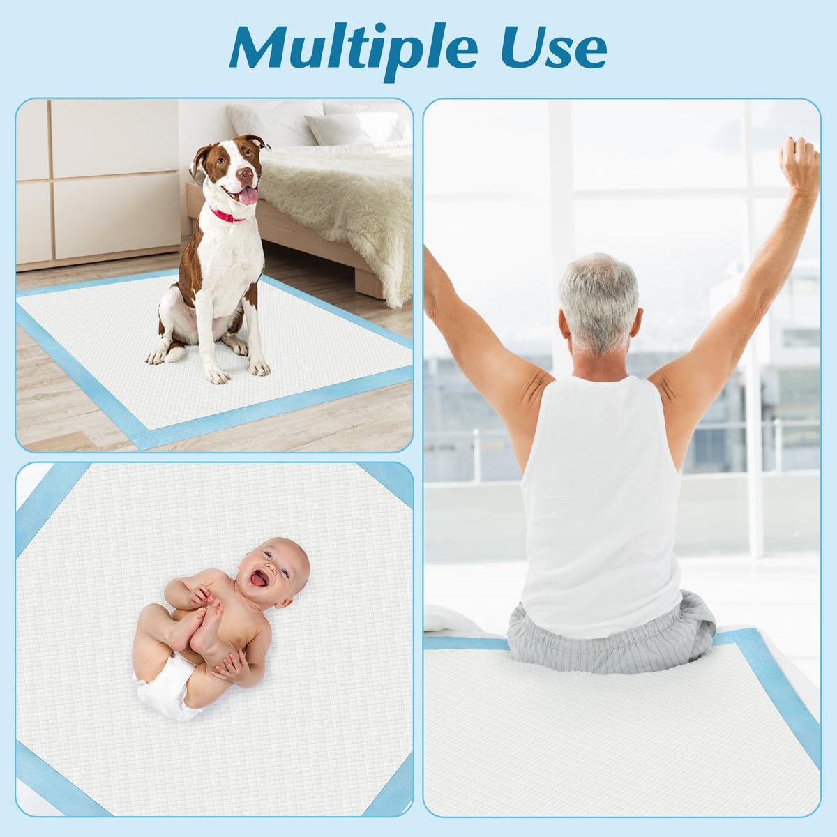 50 Count 36" x 36" Super Absorbency Disposable Underpads - Leakproof Quick Drying Pads for Baby, Puppy & Adults, Bed Pads, Incontinence & Dog Pee