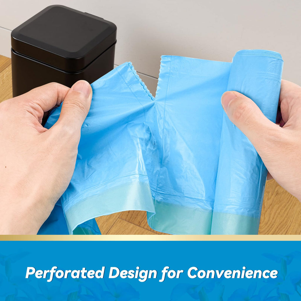 300 Count 15 Micron Extra Thick 4 Gallon Drawstring Small Trash Bags, Sturdy & Tear-Resistant Small Garbage Bags for Bathroom, Office, Bedroom & Kitchen